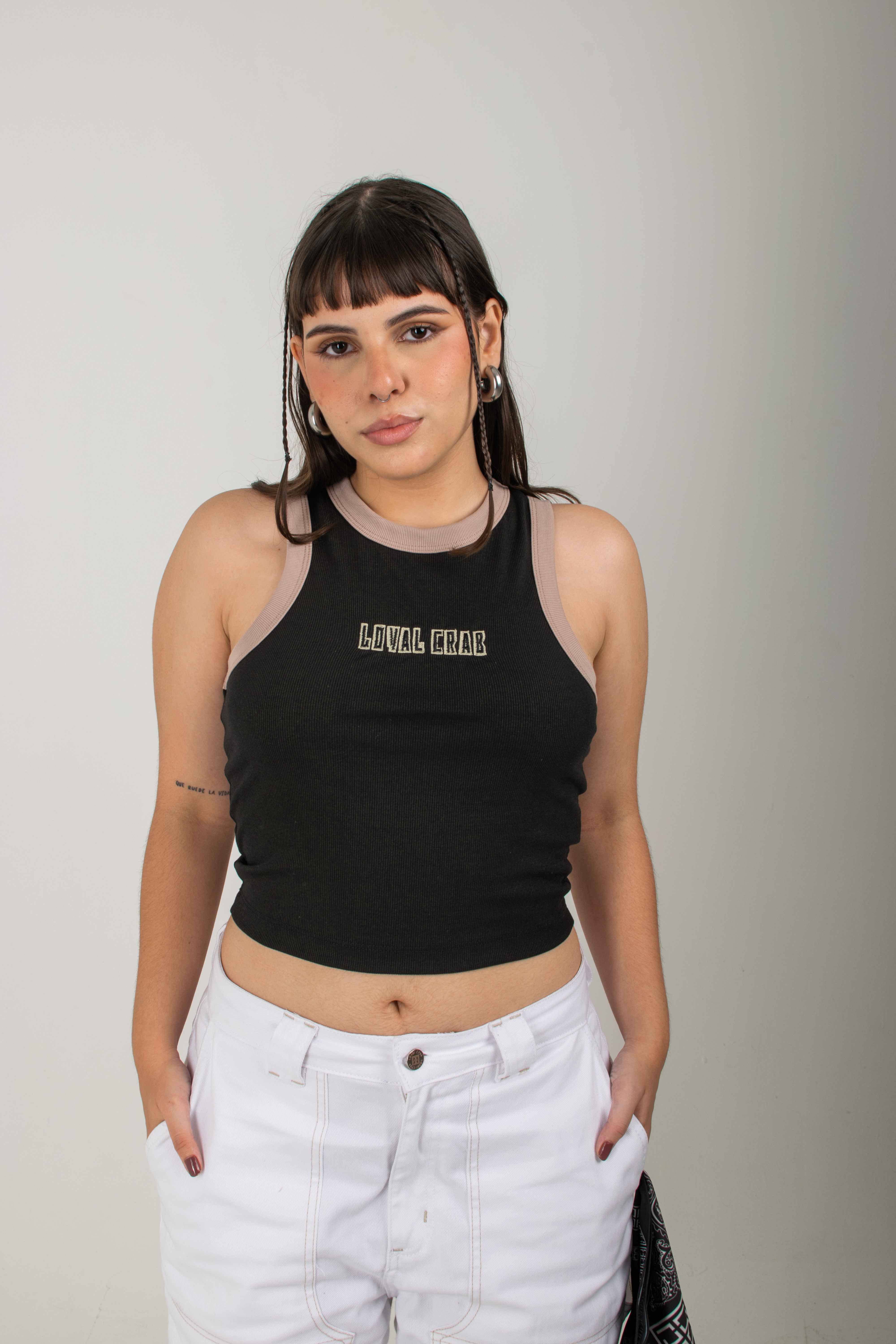 Odette Rib sleeveless top - Negra