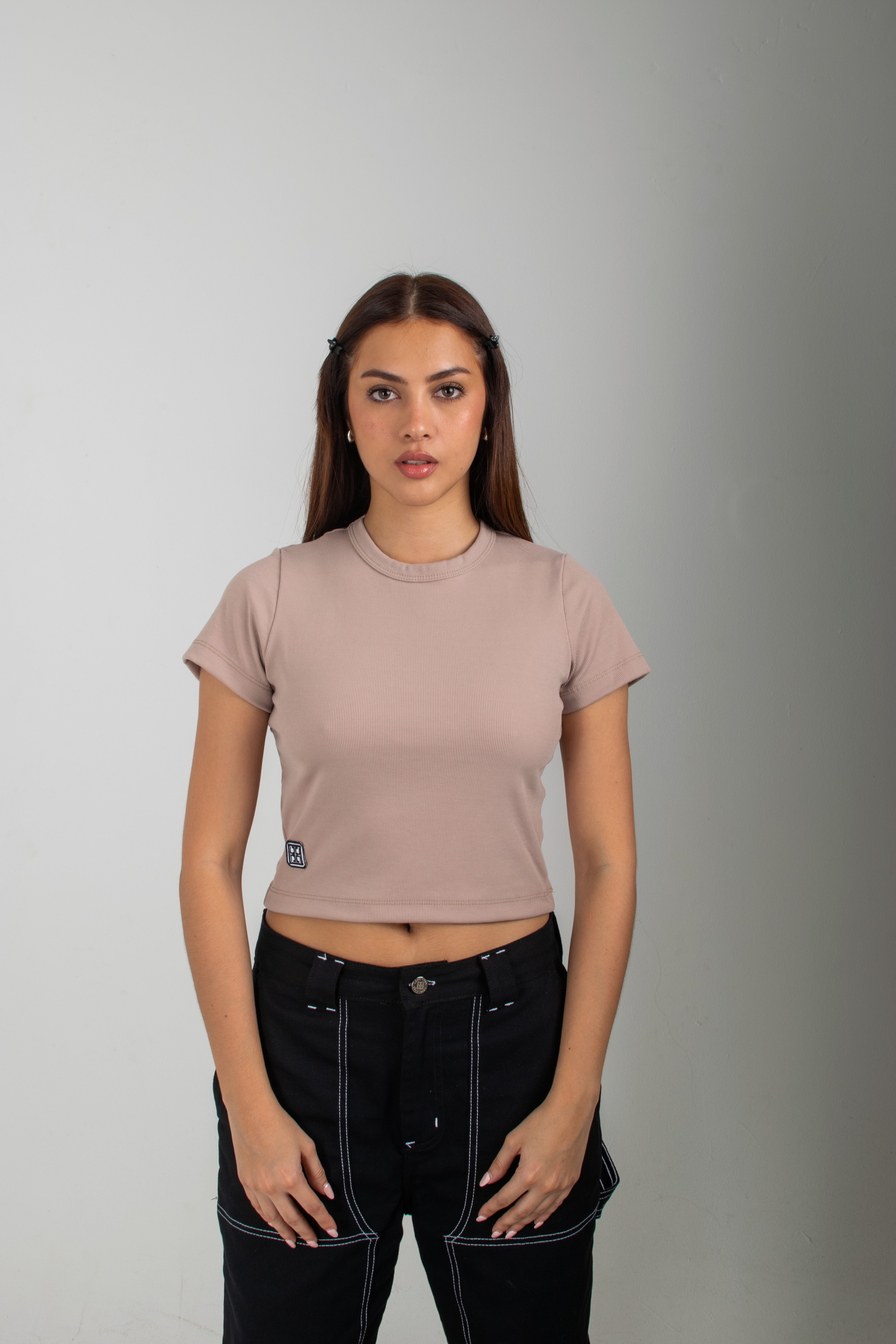 Darama Rib Crop Top - Caqui