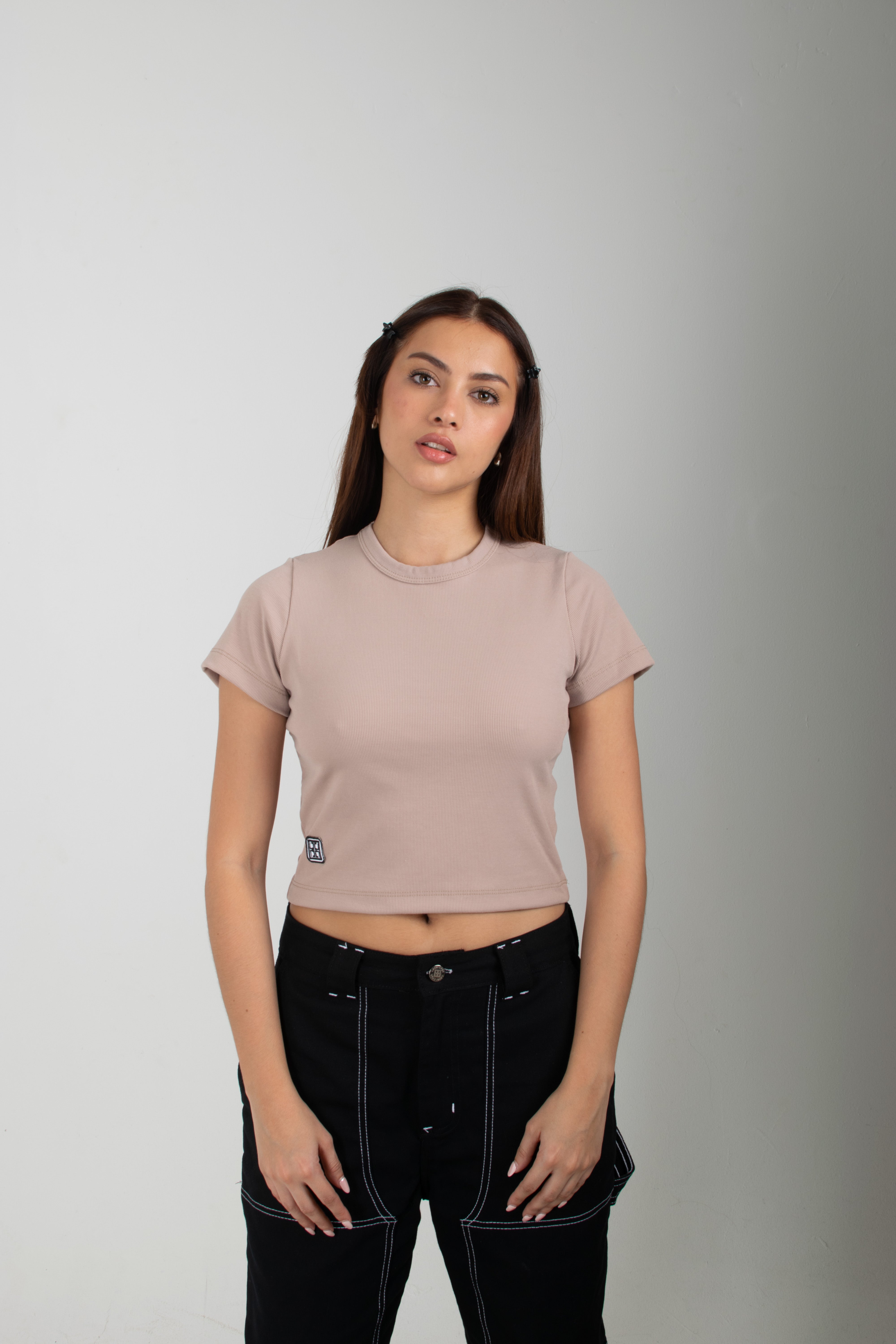 Darama Rib Crop Top - Caqui